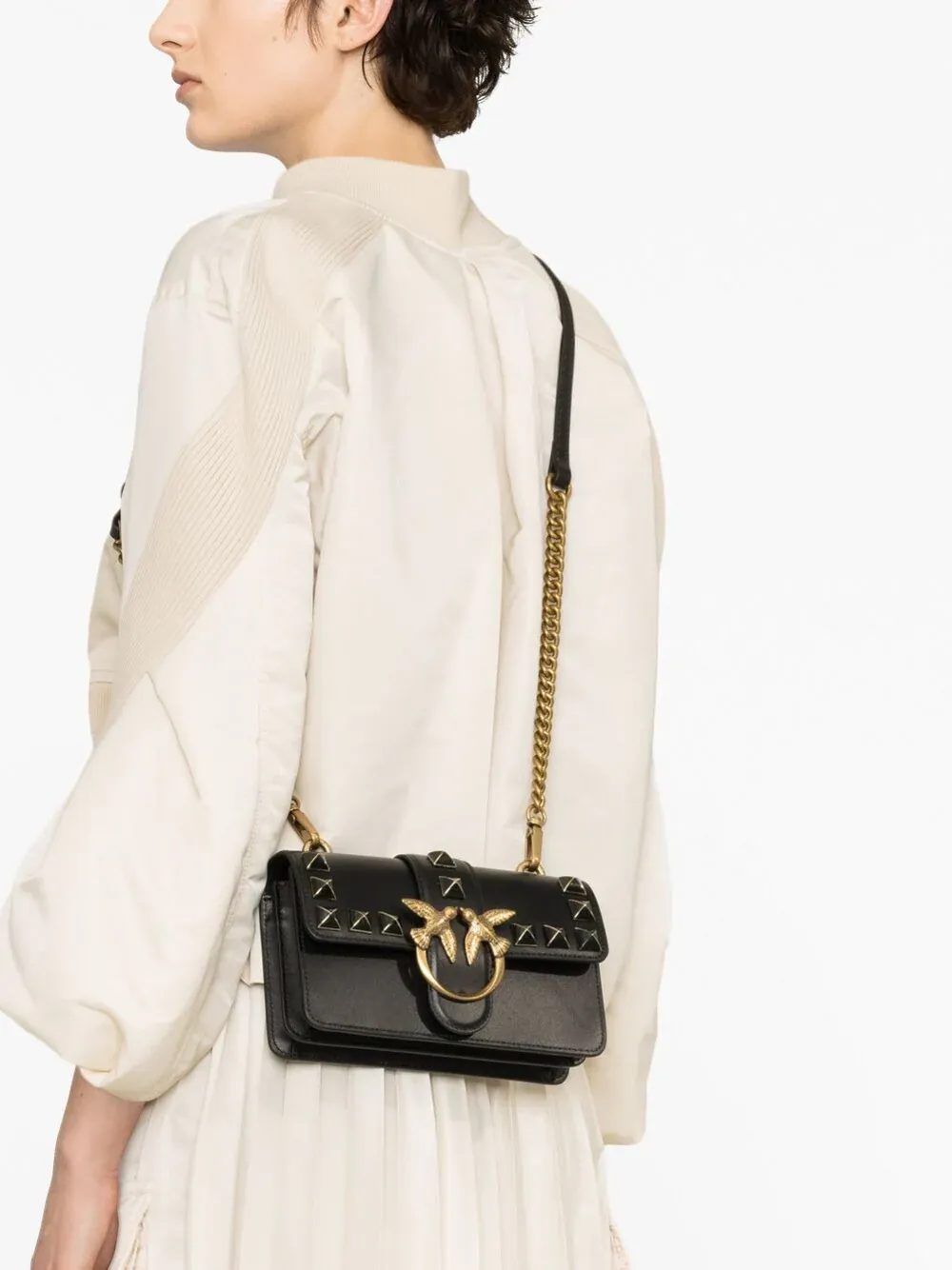 MINI LOVE BAG ONE PAINTED STUDS - black — фото 2