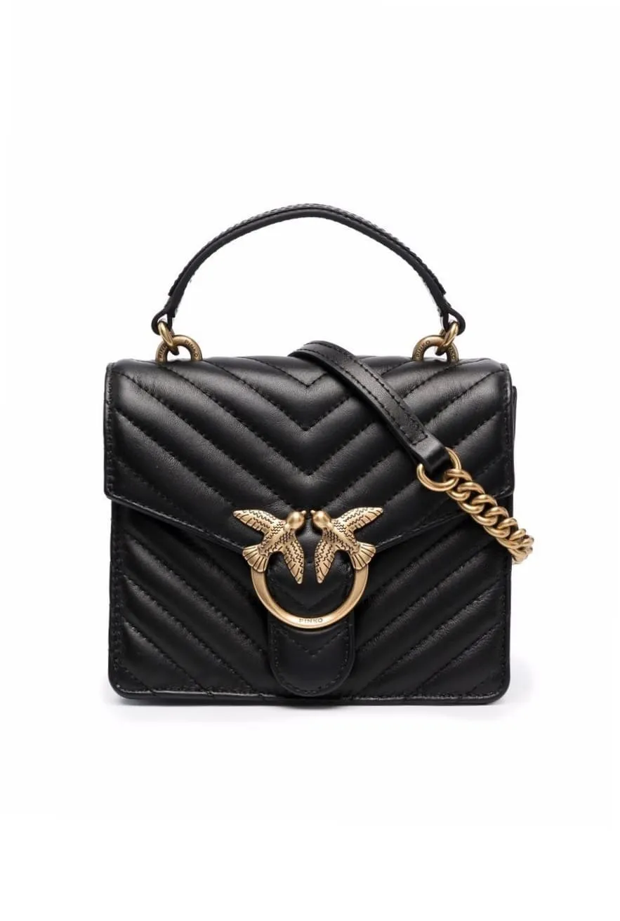 MINI LOVE BAG TOP HANDLE V QUILT – black — фото 1