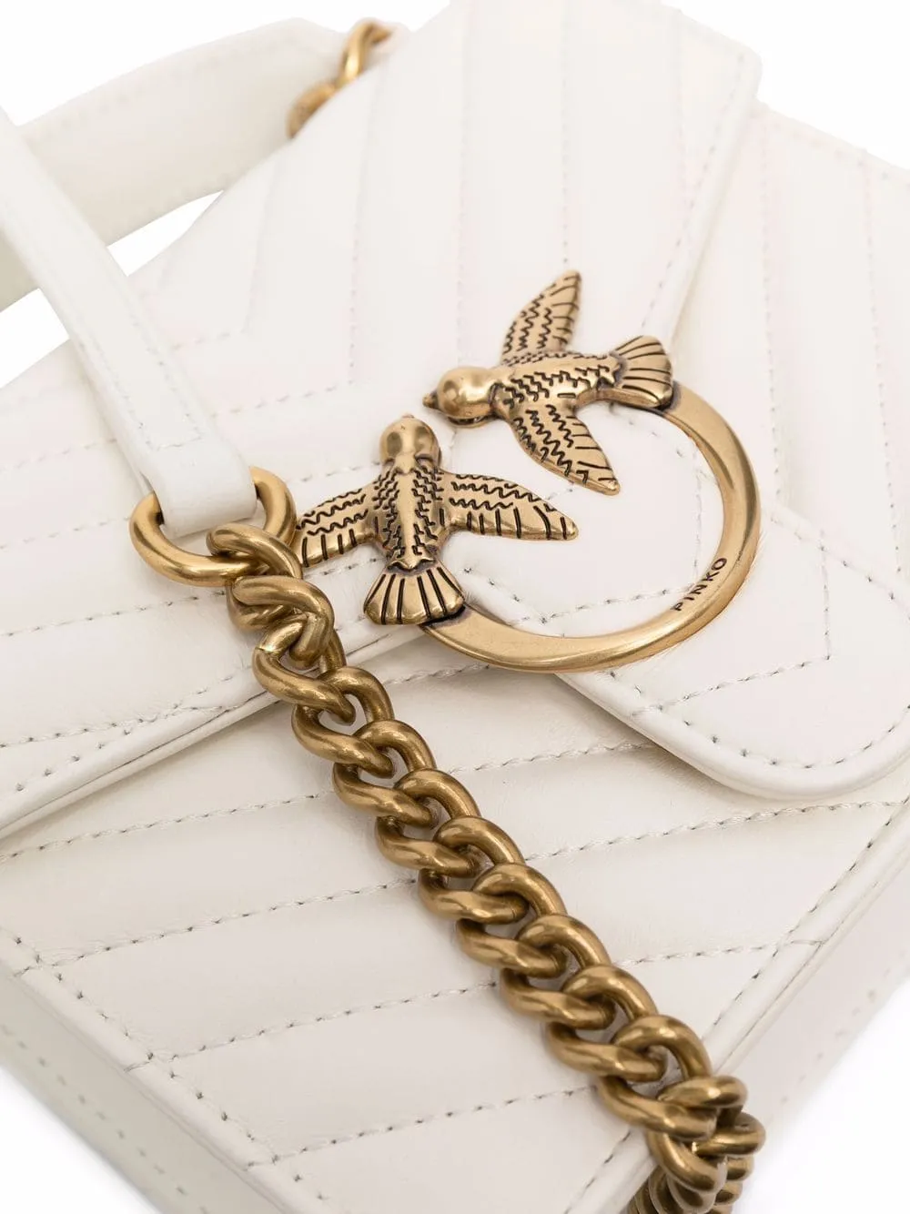MINI LOVE BAG TOP HANDLE V QUILT – white — фото 4